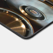 Glanzende Hubcaps Art Garage Man Cave Desk Mat Pad (Hoek)