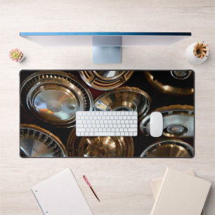 Glanzende Hubcaps Art Garage Man Cave Desk Mat Pad