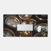 Glanzende Hubcaps Art Garage Man Cave Desk Mat Pad (Keyboard & Muis)