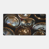 Glanzende Hubcaps Art Garage Man Cave Desk Mat Pad (Voorkant)