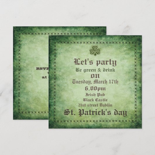  glanzende Ierse shamrock Saint Patrick's Inv Kaart (Voorkant / Achterkant)