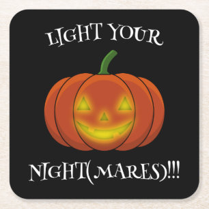 Glanzende Jack-o'-Lantern - Licht uw nachtmerries Kartonnen Onderzetters