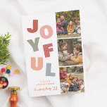Glanzende Joyful Boho Bold Multi 3 Foto Kerstmis Folie Feestdagenkaart<br><div class="desc">Voeg wat glans toe aan je kerstkaarten met echte gouden, zilveren of rozen gouden folie! Deze klassieke en tijdloze metallic stijl is zeker om een ander niveau toe te voegen aan uw kaarten. Een gedurfd en speels kerstvakantie fotokaartontwerp. De voorkant van de kaart heeft een opmaak in booth-stijl met drie...</div>