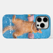 Glanzende kat bij het zwembad drijft in stijl Case-Mate iPhone case (Achterkant (horizontaal))