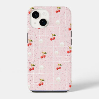 Glanzende kersen en parels – iPhone Case 14 Hoesje