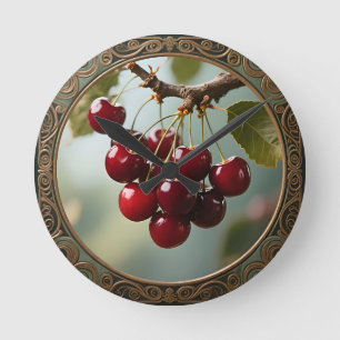 Glanzende Kersen Vintage Ronde Klok