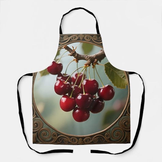 Glanzende Kersen Vintage Schort (Voorkant)