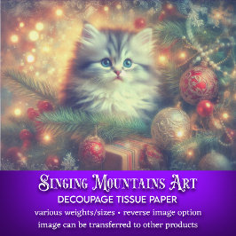 Glanzende Kerstboom Zoete Kitten Decoupage Tissuepapier