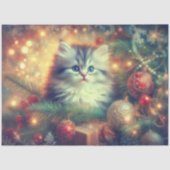 Glanzende Kerstboom Zoete Kitten Decoupage Tissuepapier (Voorkant)