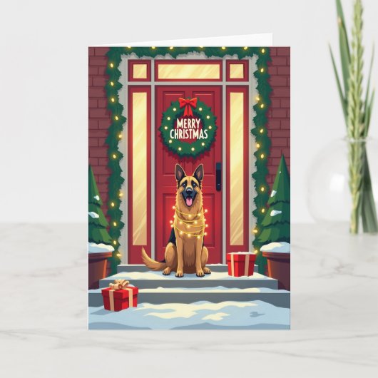 Glanzende Kerstkaart van een Hond Kaart (Voorkant)
