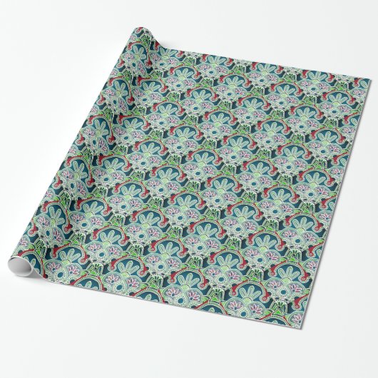 Glanzende Kerstmis Gift wrap groen Cadeaupapier (Uitgerold)
