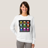 Glanzende kleurrijke bolpictogrammen Abstracte bol T-shirt (Voorkant volledig)