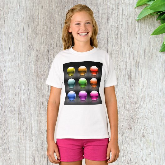 Glanzende kleurrijke bolpictogrammen Abstracte bol T-shirt
