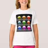 Glanzende kleurrijke bolpictogrammen Abstracte bol T-shirt (Voorkant)