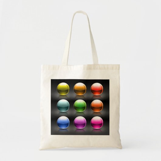 Glanzende kleurrijke bolpictogrammen Abstracte bol Tote Bag (Voorkant)