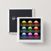 Glanzende kleurrijke bolpictogrammen Abstracte bol Vierkante Button 5,1 Cm (Voorkant /achterkant)