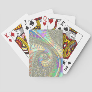 Glanzende Kleurrijke Spiraal Fractale Digitale Abs Pokerkaarten