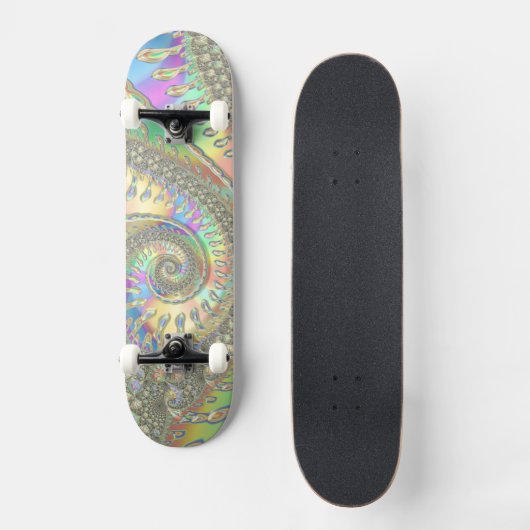 Glanzende Kleurrijke Spiraalvormige Fractal Digita Persoonlijk Skateboard (Voorkant)
