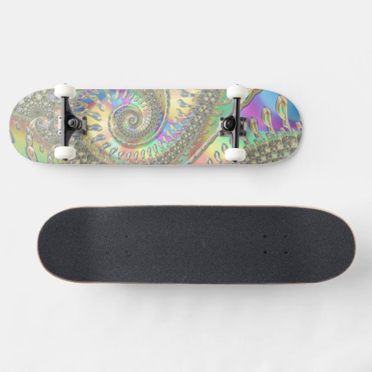 Glanzende Kleurrijke Spiraalvormige Fractal Digita Persoonlijk Skateboard (Horizontaal)