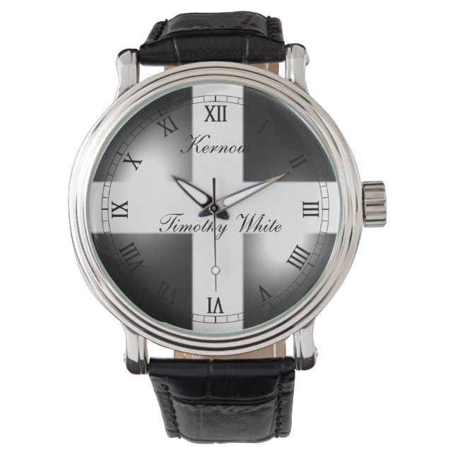 Glanzende koepel Cornish vlag Horloge (Voorkant)