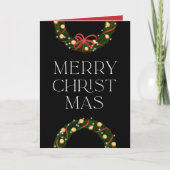 Glanzende Krans Prettig Kerstfeest Feestdagen Kaart (Voorkant)