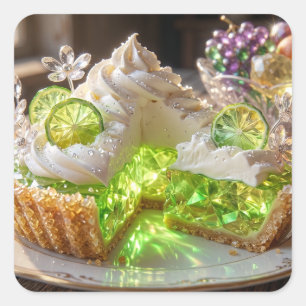 Glanzende Kristallen Key Lime Pie Vierkante Sticker