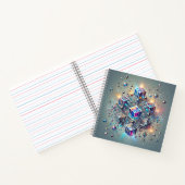 Glanzende Kubussen & Moleculair Rasterontwerp Notitieboek (Binnen)