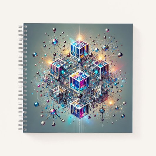 Glanzende Kubussen & Moleculair Rasterontwerp Notitieboek (Voorkant)