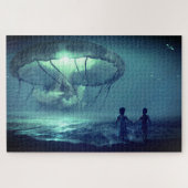 Glanzende kwal over de oceaan legpuzzel (Horizontaal)