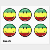 Glanzende lachende Rasta kleuren vlag Ronde Sticker (Vel)