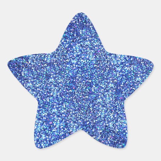 Glanzende lege blauwe glittersjabloon moderne temp ster sticker (Voorkant)