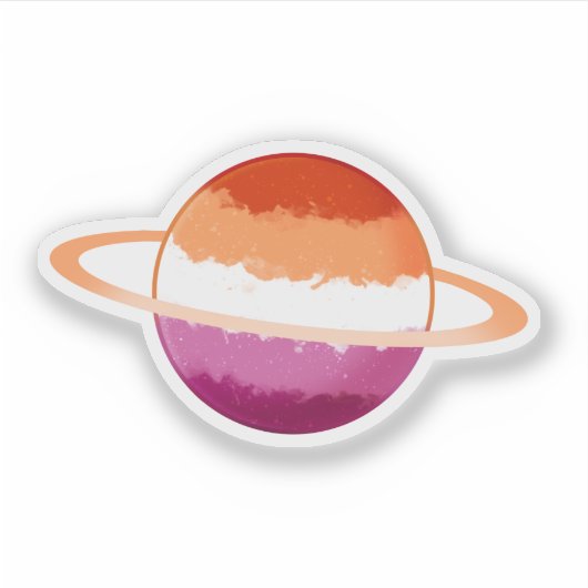 Glanzende lesbische planeet met ringen sticker (Voorkant)