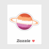 Glanzende lesbische planeet met ringen sticker (Vel)
