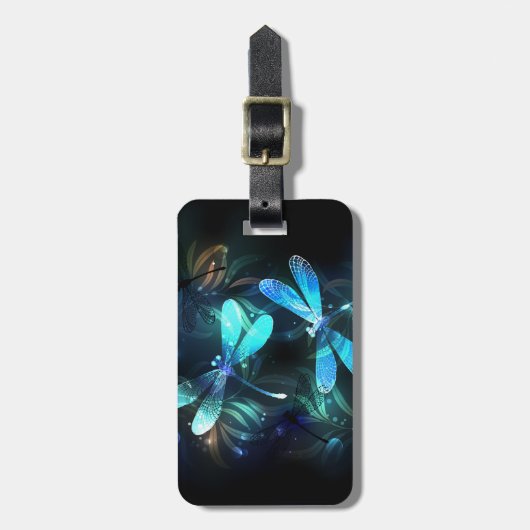 Glanzende Libellenmeer Bagagelabel (Voorkant verticaal)
