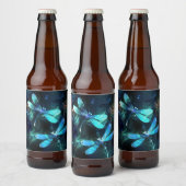Glanzende Libellenmeer Bier Etiket (Flessen)
