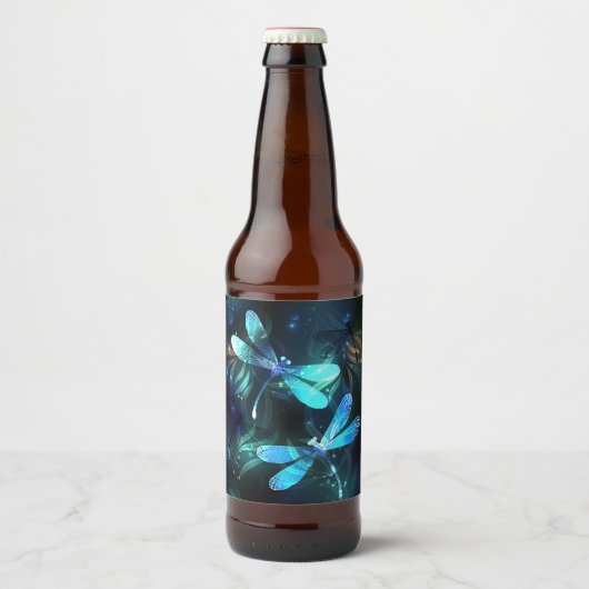 Glanzende Libellenmeer Bier Etiket (Voorkant)