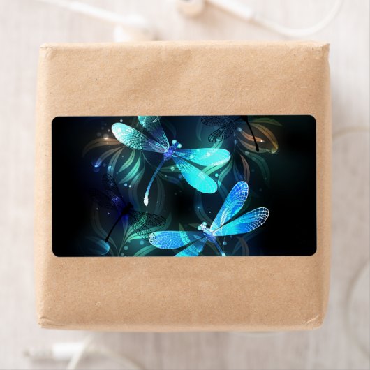 Glanzende Libellenmeer Etiket (Insitu)