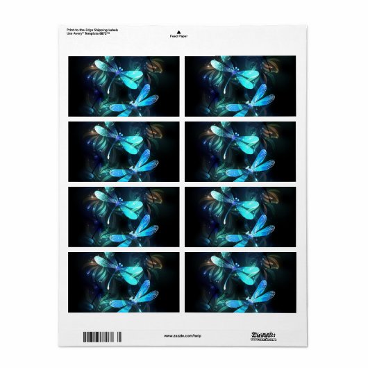 Glanzende Libellenmeer Etiket (Full Sheet)