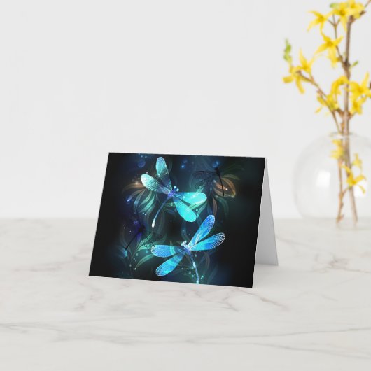 Glanzende Libellenmeer Kaart (Gele Bloem)