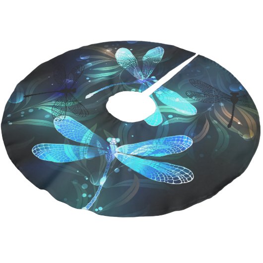 Glanzende Libellenmeer Kerstboom Rok (Gekanteld)