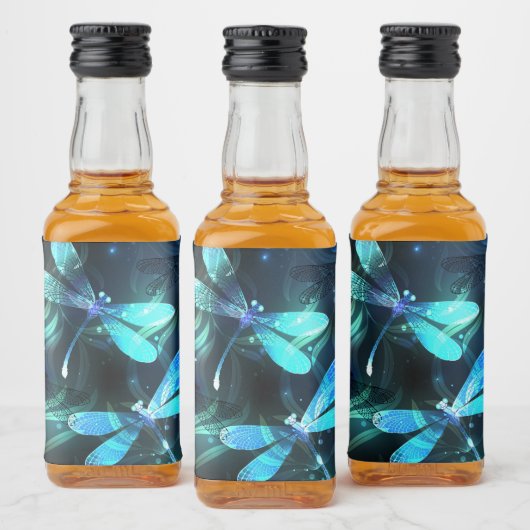Glanzende Libellenmeer Likeurfles Etiket (Flessen)