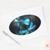 Glanzende Libellenmeer Ovale Sticker (Envelop)