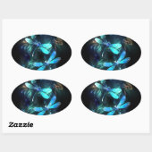 Glanzende Libellenmeer Ovale Sticker (Vel)