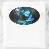 Glanzende Libellenmeer Ovale Sticker (Tas)