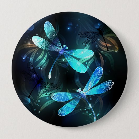Glanzende Libellenmeer Ronde Button 4,0 Cm (Voorkant)
