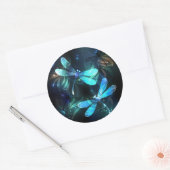 Glanzende Libellenmeer Ronde Sticker (Envelop)