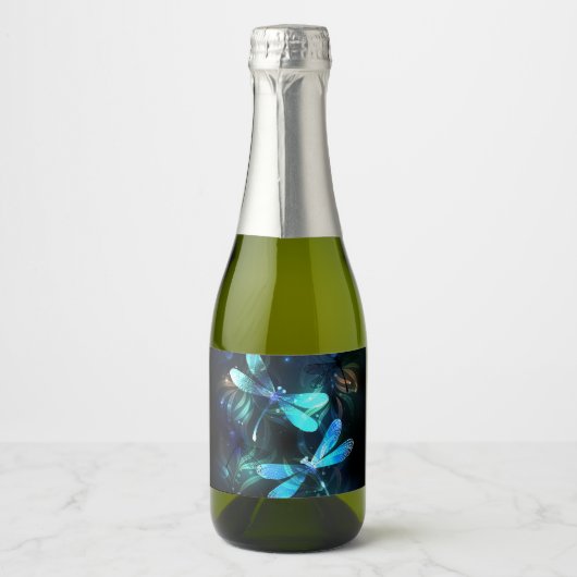 Glanzende Libellenmeer Sparkling Wijnetiket (Voorkant)