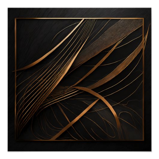 Glanzende lijn op zwart perfect poster (Voorkant)