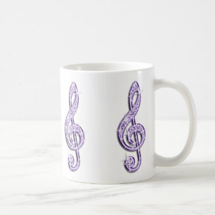 Glanzende lila muzieknoot koffiemok