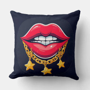 🌸 Glanzende Lippen Glam Ketting Chic Huis Stijl � Kussen